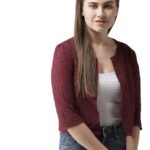 Style Quotient Women Lace Open Front Stylish Crop Shrug with Three Fourth Sleeves for Office Wear, Casual Shrug