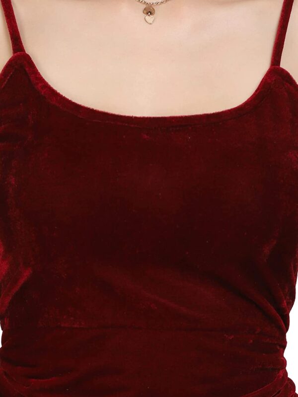 SIRIL Women's Solid Stretchable Bodycon Velvet Dress - Image 6