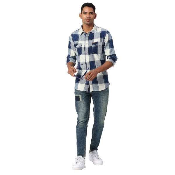 Pepe Jeans Men's Regular Fit Shirt (PM307865_Indigo 2XL) - Image 4