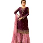 SHAFNUFAB® Women's Georgette Semi Stitched Anarkali Salwar Suit (Wedding Dress and Salwar Suit_SF201178 Green Free Size)
