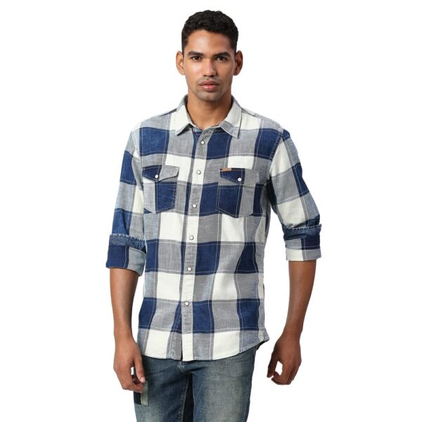 Pepe Jeans Men's Regular Fit Shirt (PM307865_Indigo 2XL) - Image 3