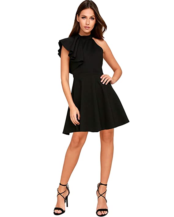 ADDYVERO Women's Ruffle Shoulder Skater Dress - Image 2