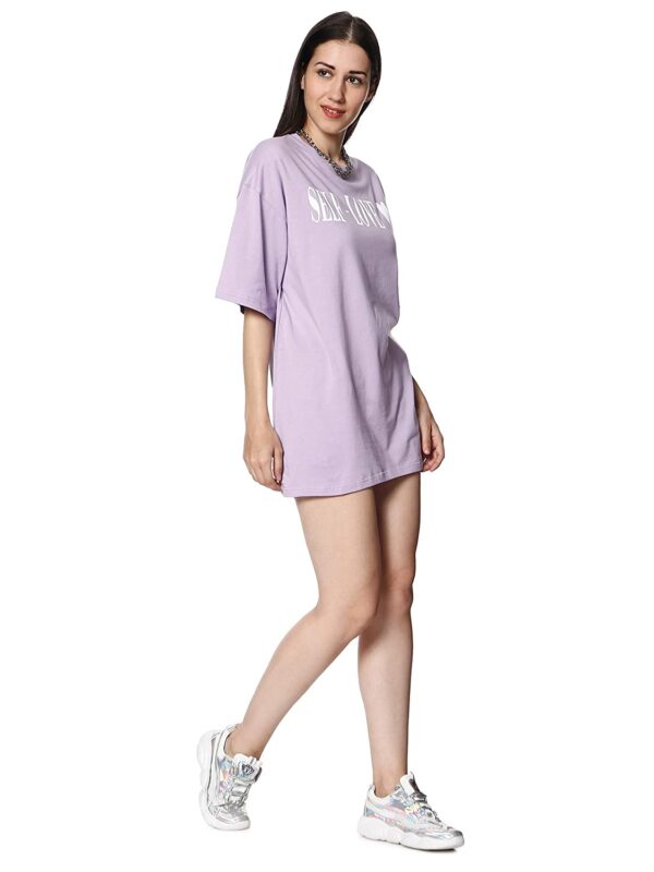 BLANCD Women's Pure Cotton Casual Oversized Round Neck Slogan Print Self Love Short Sleeve Summer Tshirt - Image 3