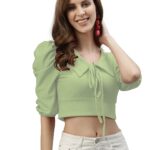 SIRIL Women's Lycra Solid Crop Top