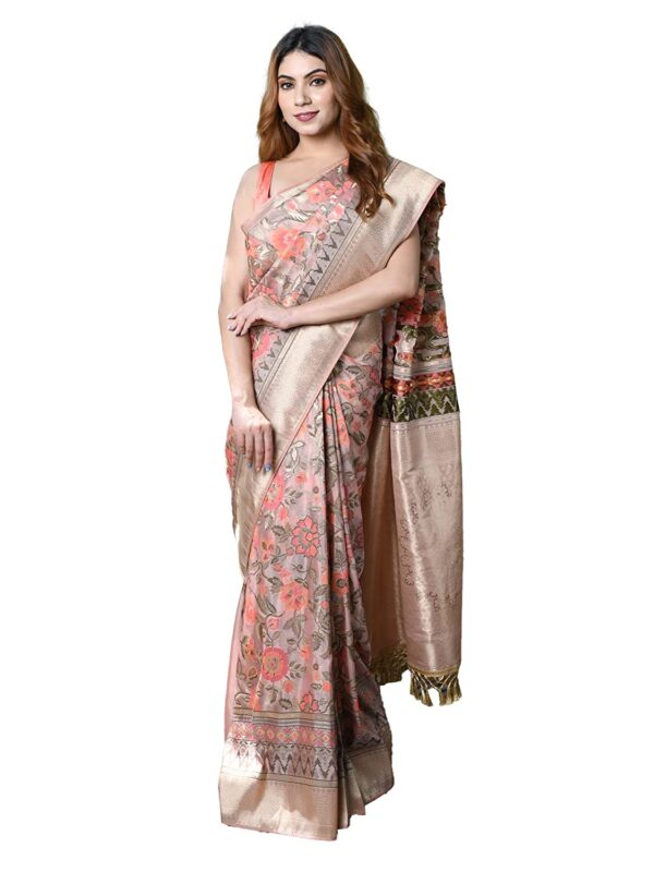 BEATITUDE silk saree for women with unstitched blouse piece multicolor woven banarasi silk saree for all occasions