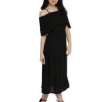 Miss Chase Women's Pink Off Shoulder Midi Skater Dress