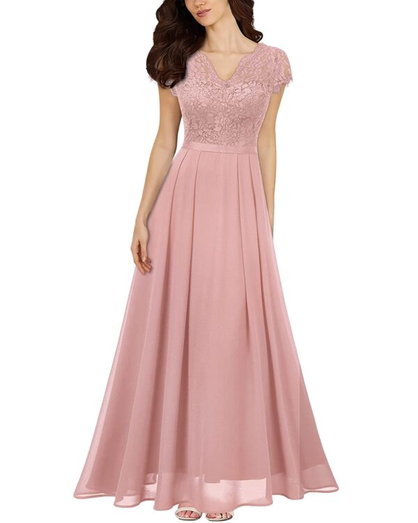 Miusol Women's Formal Lace Split Side Style Bridesmaid Maxi Dress