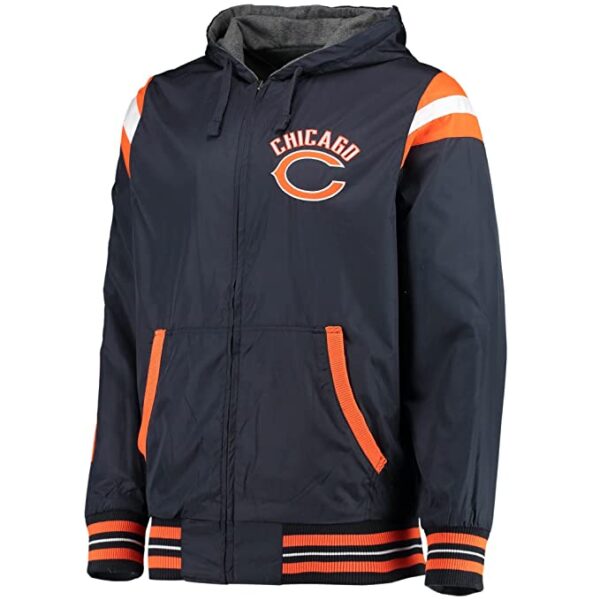 G-III Sports Men's Navy/Charcoal Chicago Bears Fast Pace Reversible Full-Zip Jacket - Image 2