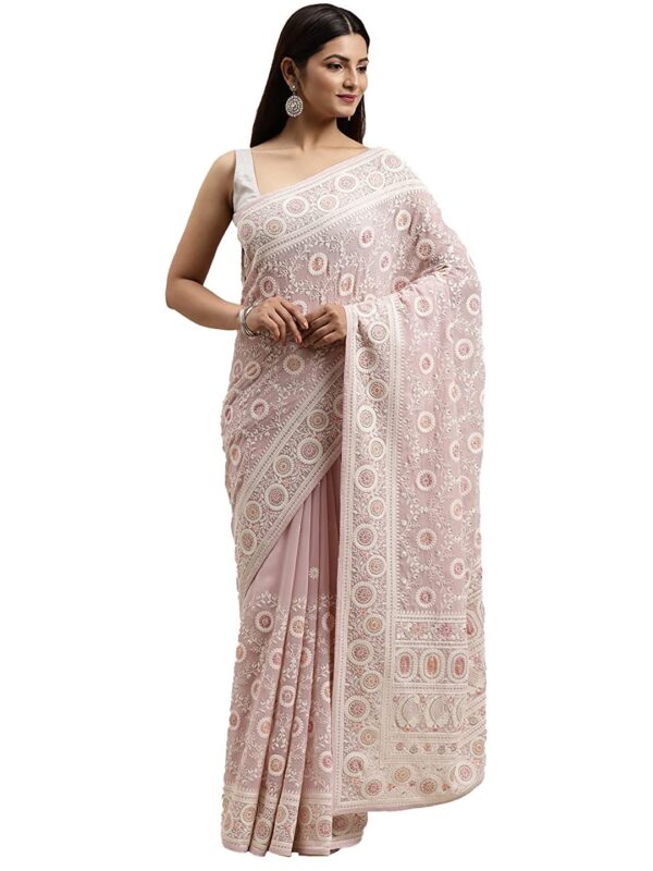 MOHEY Women's Saree, All Over Jaal, Border Saree with Blouse Piece, Traditional Womens Saree for Festival, Wedding, Party