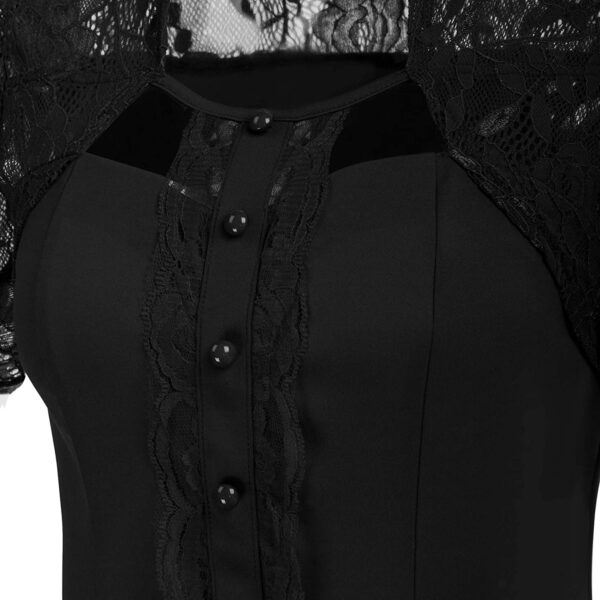 Scarlet Darkness Victorian Tops Short Lace Sleeve Shirts Stand Collar Blouse - Image 3