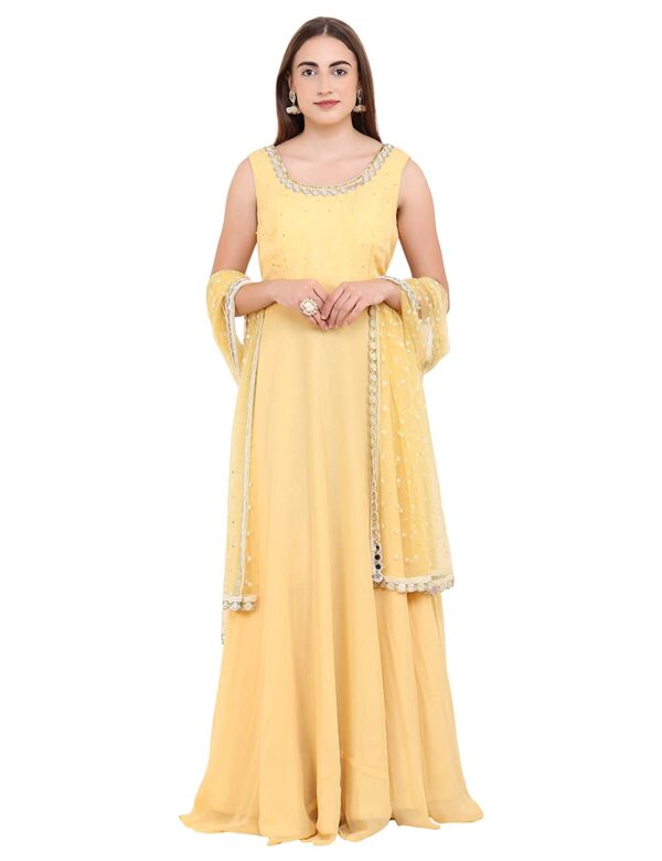 SMAYA Women's Georgette & NetSalwar Suit (SMAYA-9_Yellow_40)
