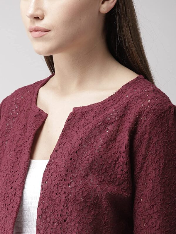 Style Quotient Women Lace Open Front Stylish Crop Shrug with Three Fourth Sleeves for Office Wear, Casual Shrug - Image 2