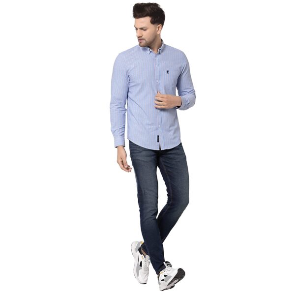 Red Tape Men Sky Blue Striped Shirt - Image 4