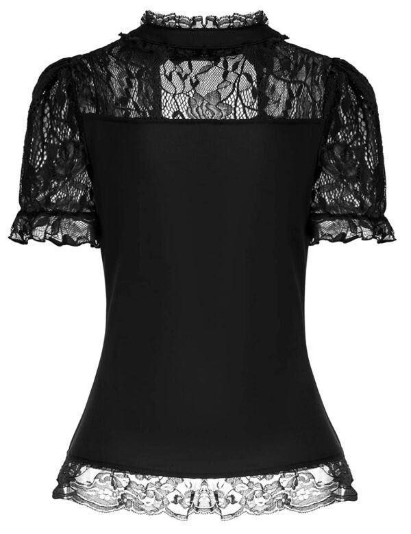 Scarlet Darkness Victorian Tops Short Lace Sleeve Shirts Stand Collar Blouse - Image 2
