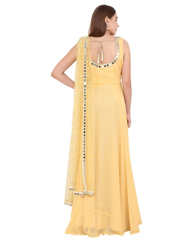 SMAYA Women's Georgette & NetSalwar Suit (SMAYA-9_Yellow_40) - Image 6