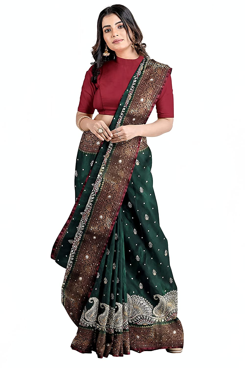 Shravanya Banarasi Saree for Wedding for Women - Sadi For Wedding 2022 - South Indian Paithani Designer Saari Bridal Work