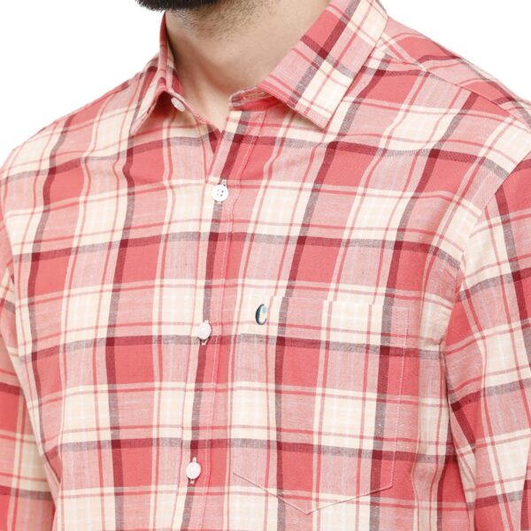 CAVALLO by Linen Club Red Checked Regular Fit Casual Shirt - Image 4