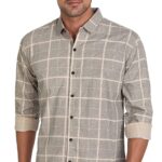IndoPrimo Men's Regular Fit Cotton Casual Checks Shirt for Men Full Sleeves
