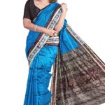 NUAPATANAPATA Women's Sambalpuri Pure Silk Bomkai Saree With Blouse Piece (Nuapatanapata_Blue)