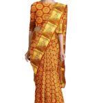 HerClozet Women's Kanjivaram Zari Weaving Silk Saree(Red ; Golden)