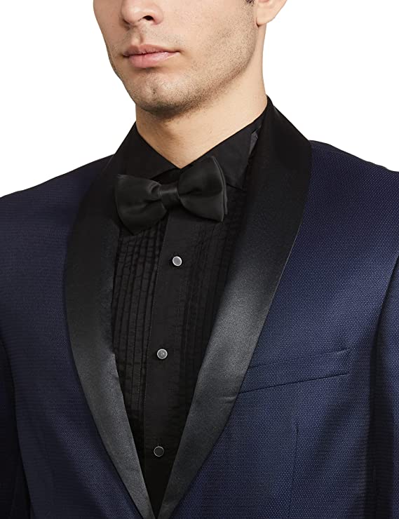 Arrow Men Dark Blue Self Design Blazer - Image 2