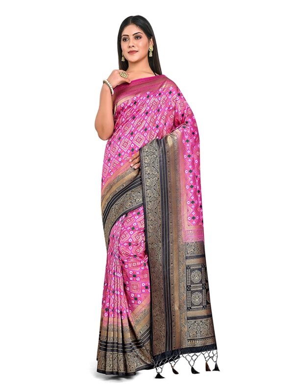 MIMOSA Women's Patola Art Silk Saree with Blouse Piece : 5419-2806-2D-PN-GY