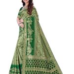 SOJITRA Women's Jacquard Patola Silk Saree With Unstitched Blouse Piece