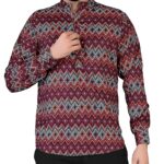 IndoPrimo Men's Poly Cotton Casual Printed Kurta Shirt